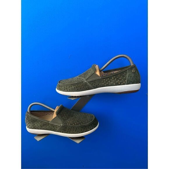 Spenco Orthotic Suede Perforated Slip-Ons - Equinox / green Color size 7 - Picture 2 of 6